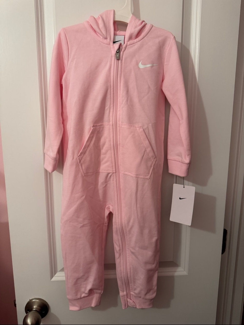 Nike Pink Hooded Kids One-Piece Footie
